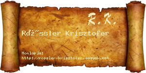 Rössler Krisztofer névjegykártya